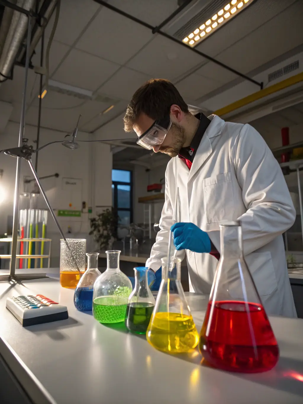 A scientist in a lab coat conducting research with nuclear materials, using advanced equipment. The image should convey the cutting-edge nature of nuclear research.
